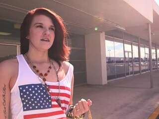 A hard earned cash is more good than what this cutie was trying to do. Selling fake jewelry will get you that far, but this cutie can make much more cash getting gangbanged in a bus.